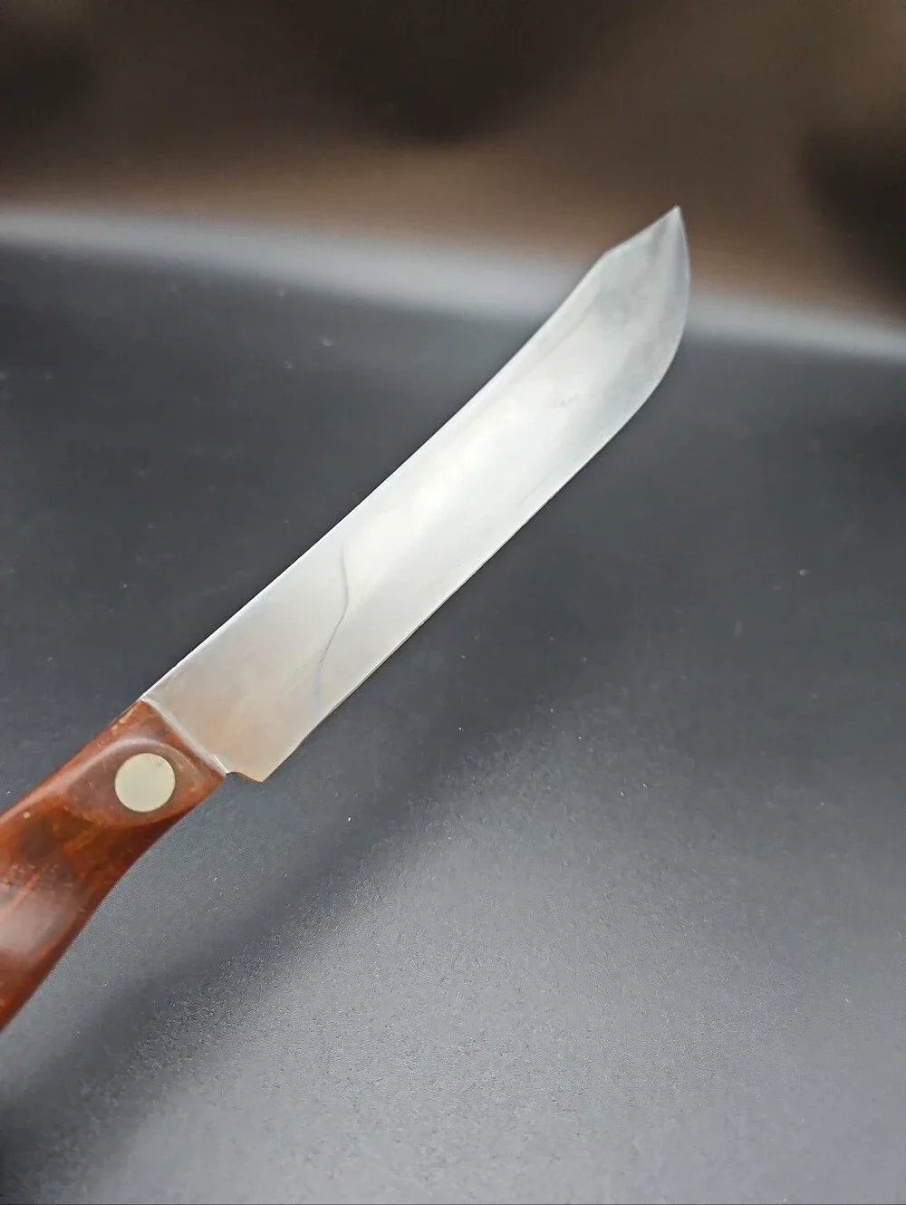 CUTCO Vintage Brown Wood Handle Stainless Steel Butcher Chef Knife #22 USA Made